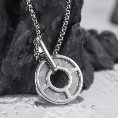 Подлинный железный метеорит 925 серебряный ожерелье