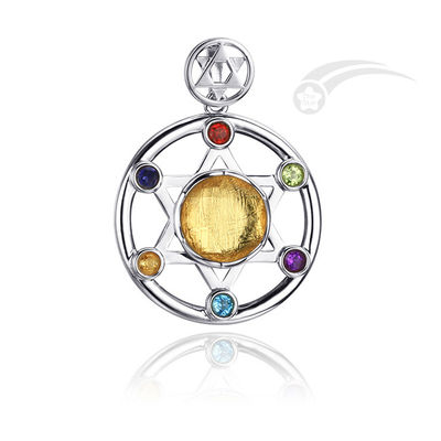 Колесо Жизни Метеорит 925 Стерлинговая серебряная вешалка W/ Fancy Cubic Zirconia